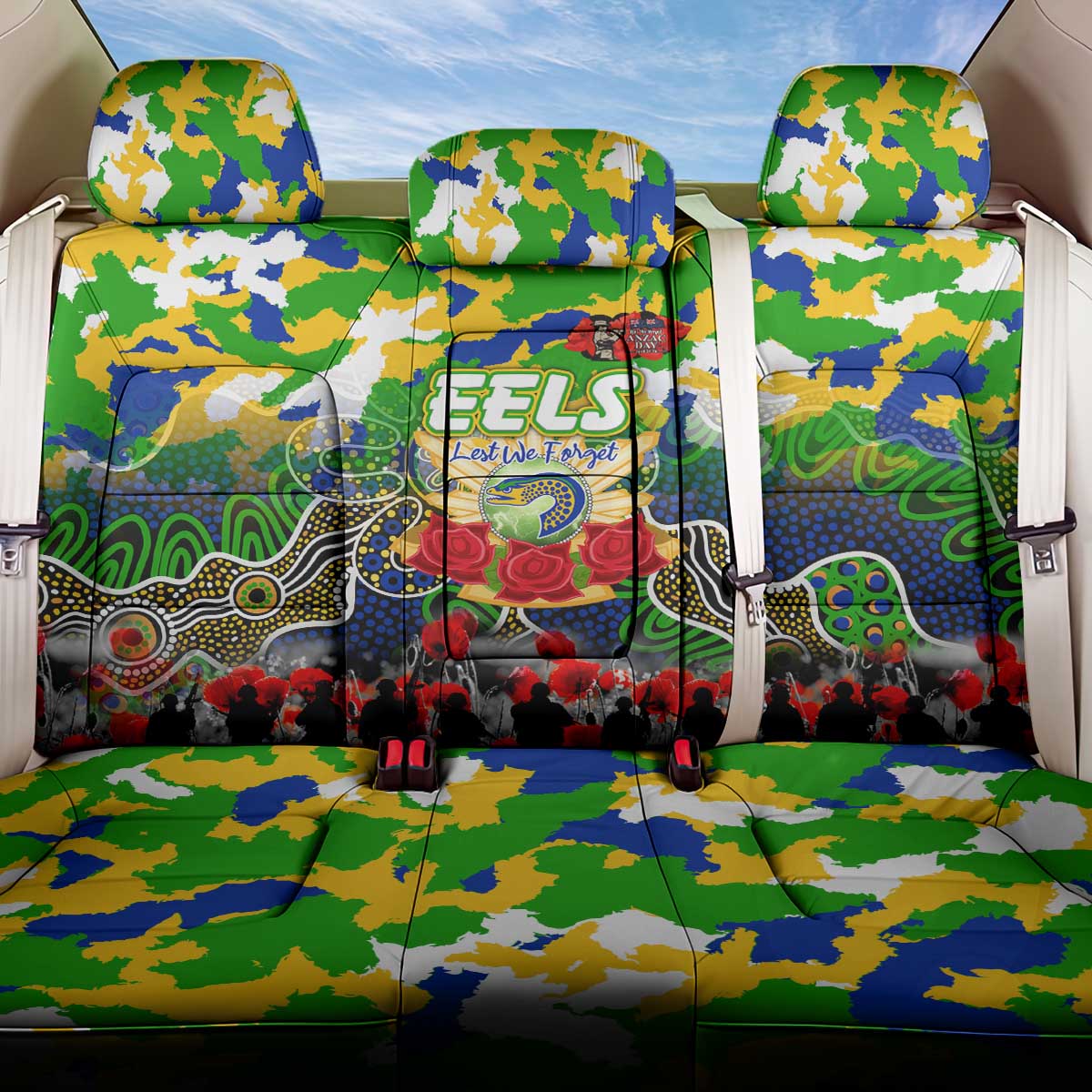 Eels ANZAC Day Back Car Seat Cover Australian Army - Lest We Forget