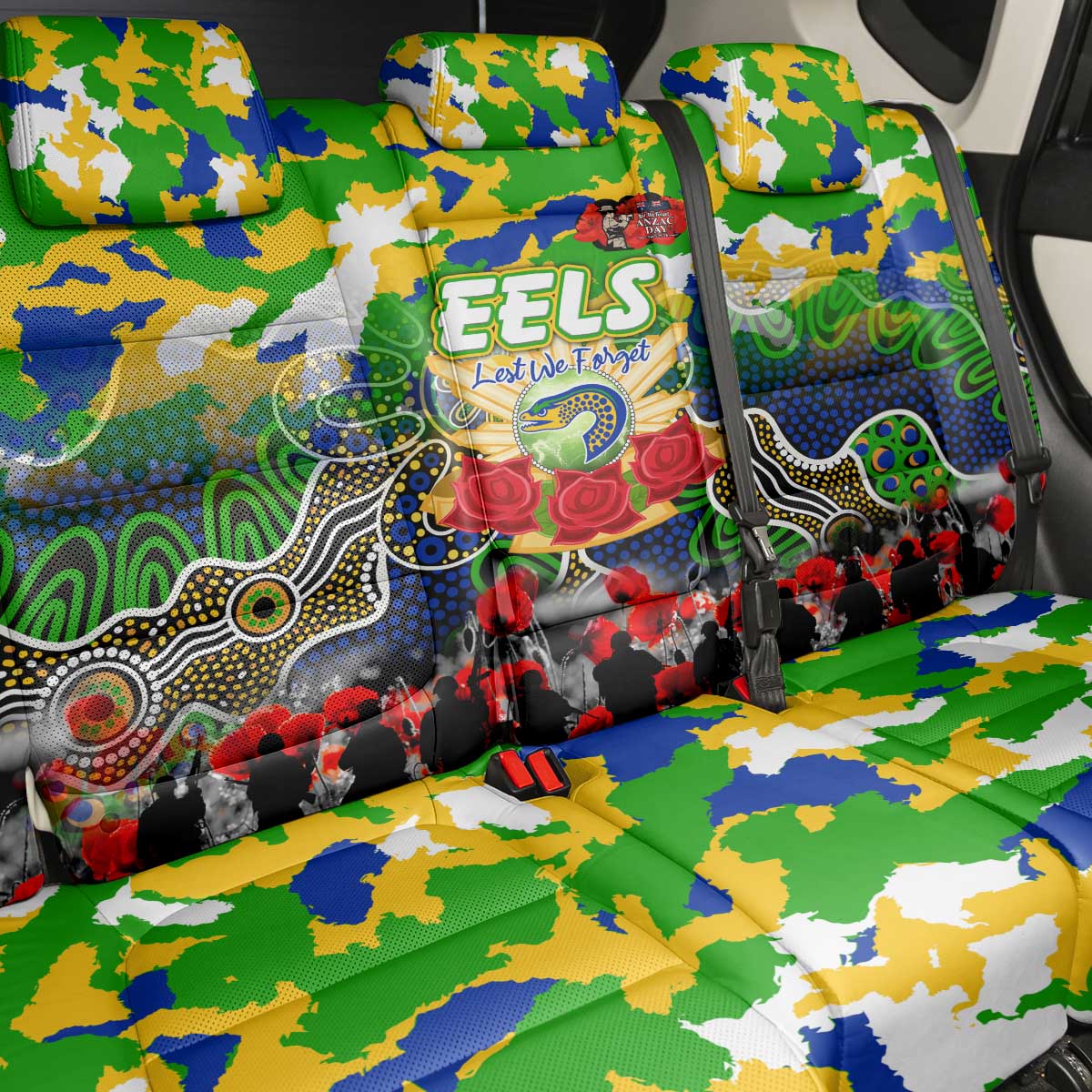 Eels ANZAC Day Back Car Seat Cover Australian Army - Lest We Forget