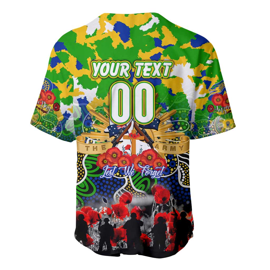 Personalized Eels ANZAC Day Baseball Jersey Australian Army - Lest We Forget
