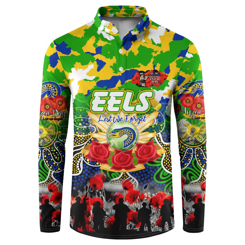 Personalized Eels ANZAC Day Button Sweatshirt Australian Army - Lest We Forget