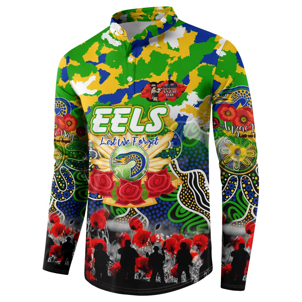 Personalized Eels ANZAC Day Button Sweatshirt Australian Army - Lest We Forget