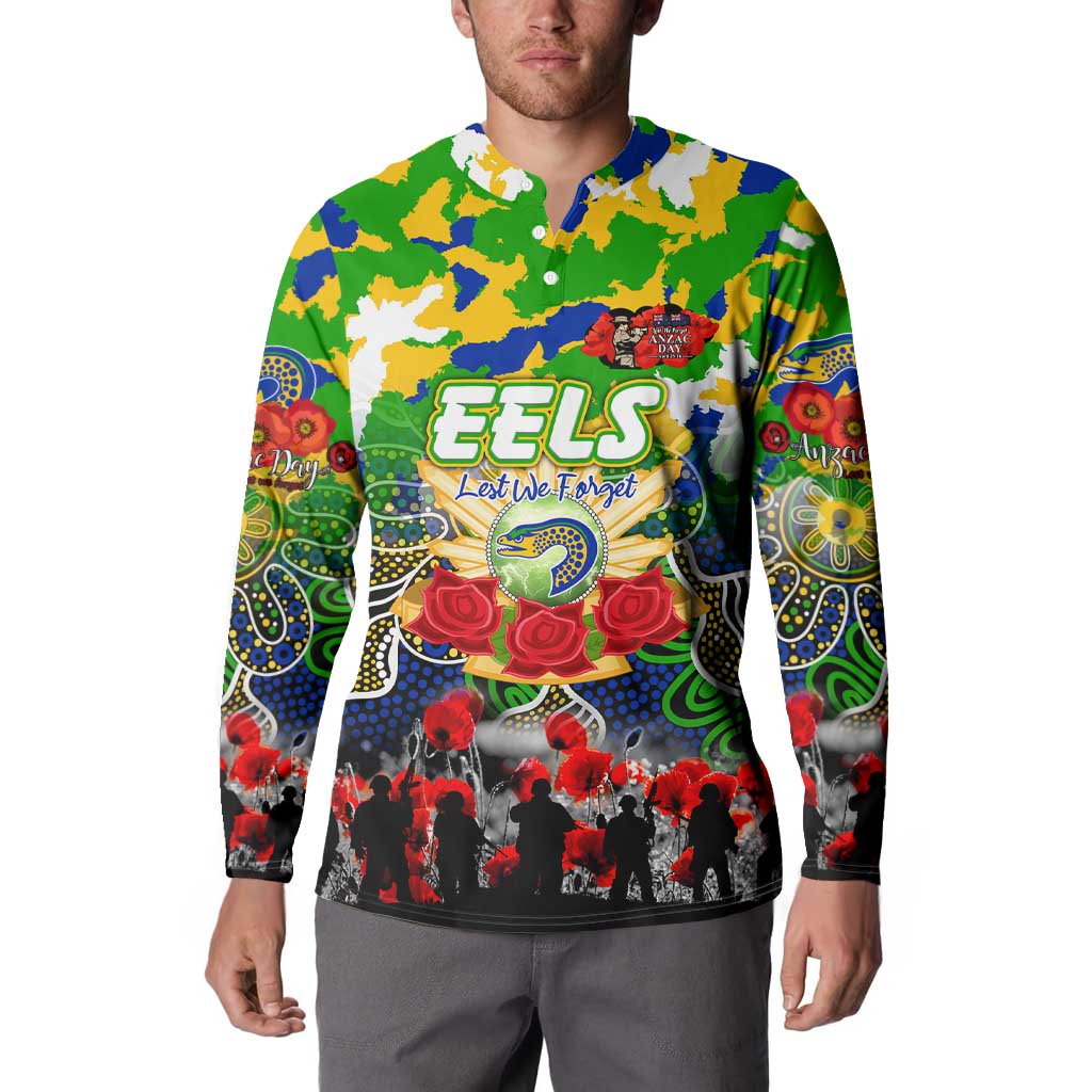 Personalized Eels ANZAC Day Button Sweatshirt Australian Army - Lest We Forget