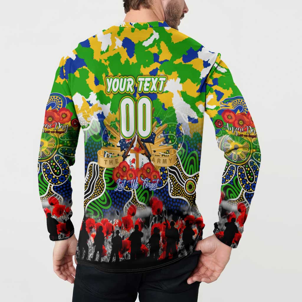 Personalized Eels ANZAC Day Button Sweatshirt Australian Army - Lest We Forget
