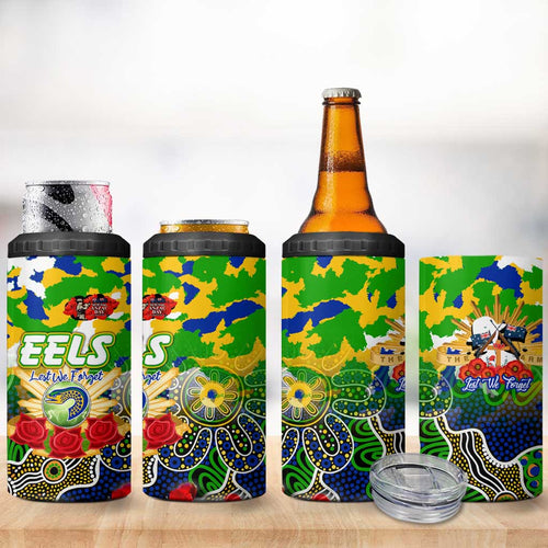 Personalized Eels ANZAC Day 4 in 1 Can Cooler Tumbler Australian Army - Lest We Forget
