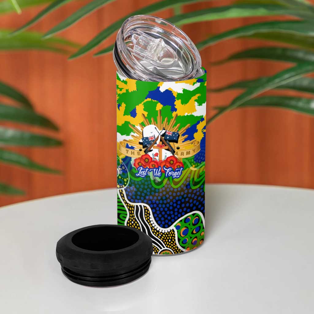 Personalized Eels ANZAC Day 4 in 1 Can Cooler Tumbler Australian Army - Lest We Forget
