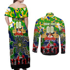 Personalized Eels ANZAC Day Couples Matching Off Shoulder Maxi Dress and Long Sleeve Button Shirt Australian Army - Lest We Forget