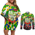 Personalized Eels ANZAC Day Couples Matching Off Shoulder Short Dress and Long Sleeve Button Shirt Australian Army - Lest We Forget