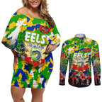 Personalized Eels ANZAC Day Couples Matching Off Shoulder Short Dress and Long Sleeve Button Shirt Australian Army - Lest We Forget