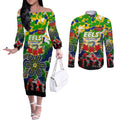 Personalized Eels ANZAC Day Couples Matching Off The Shoulder Long Sleeve Dress and Long Sleeve Button Shirt Australian Army - Lest We Forget