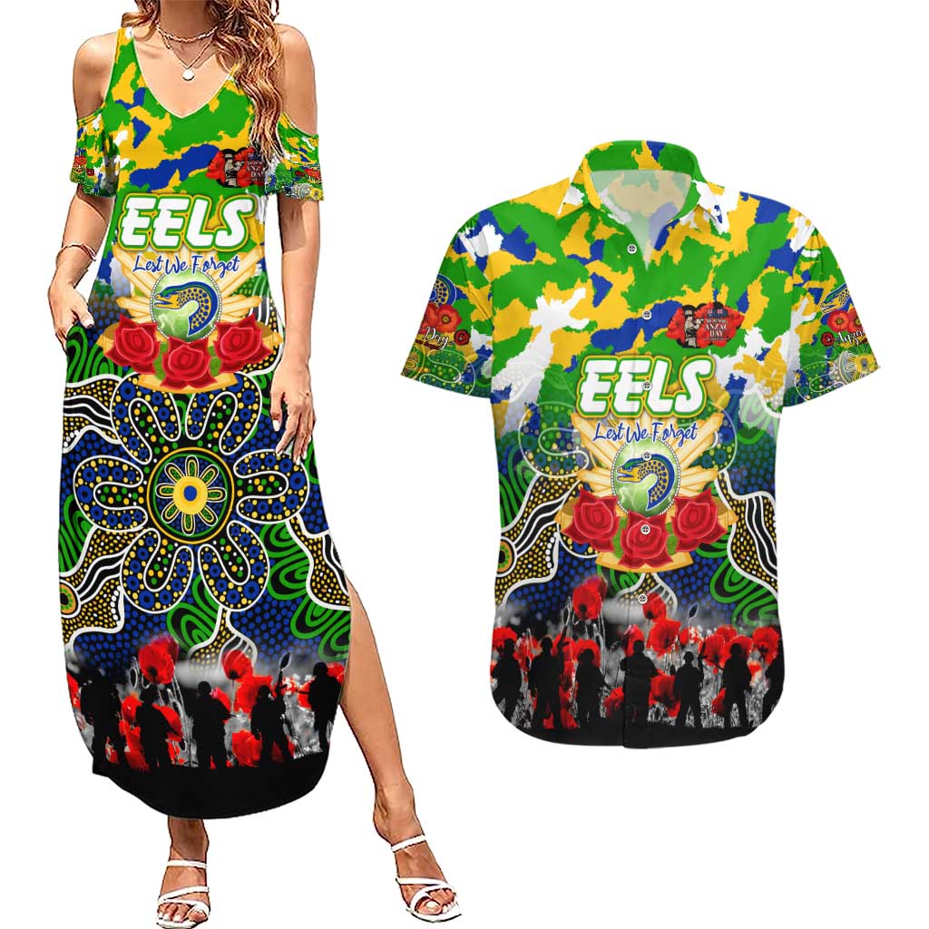 Personalized Eels ANZAC Day Couples Matching Summer Maxi Dress and Hawaiian Shirt Australian Army - Lest We Forget