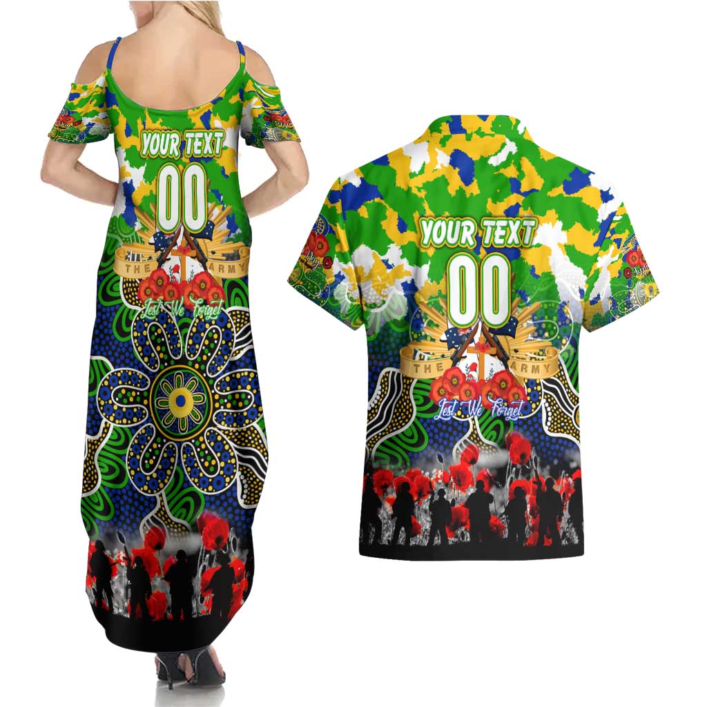 Personalized Eels ANZAC Day Couples Matching Summer Maxi Dress and Hawaiian Shirt Australian Army - Lest We Forget
