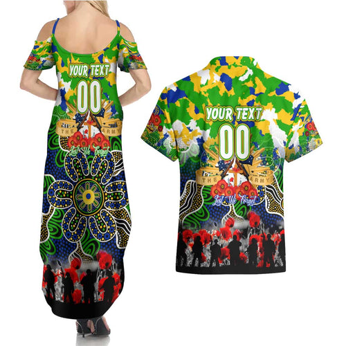 Personalized Eels ANZAC Day Couples Matching Summer Maxi Dress and Hawaiian Shirt Australian Army - Lest We Forget