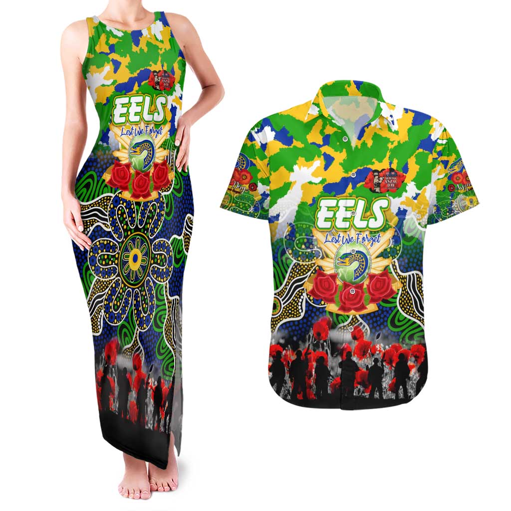 Personalized Eels ANZAC Day Couples Matching Tank Maxi Dress and Hawaiian Shirt Australian Army - Lest We Forget