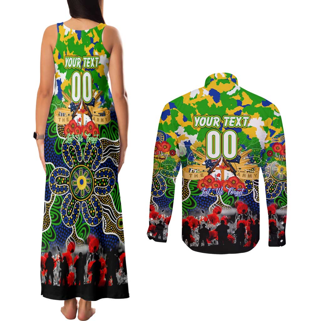 Personalized Eels ANZAC Day Couples Matching Tank Maxi Dress and Long Sleeve Button Shirt Australian Army - Lest We Forget