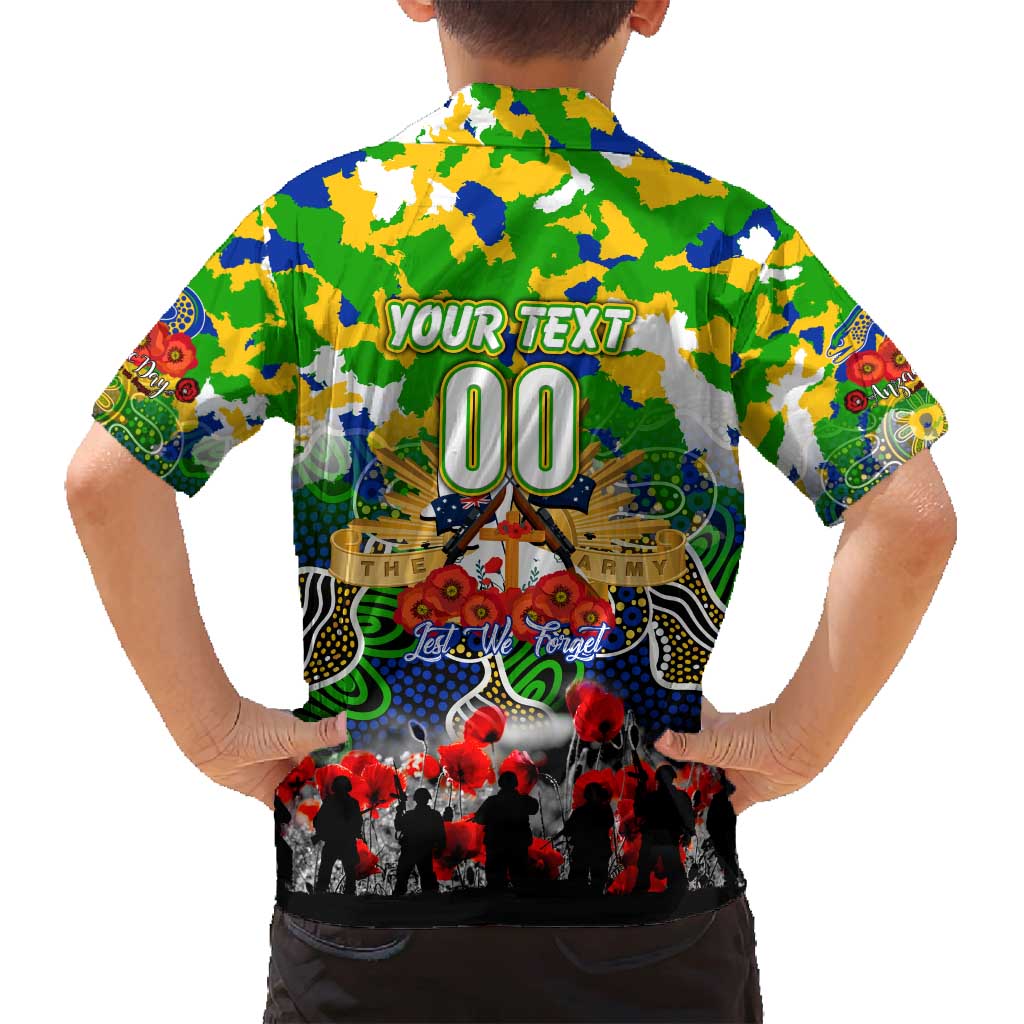 Personalized Eels ANZAC Day Family Matching Long Sleeve Bodycon Dress and Hawaiian Shirt Australian Army - Lest We Forget