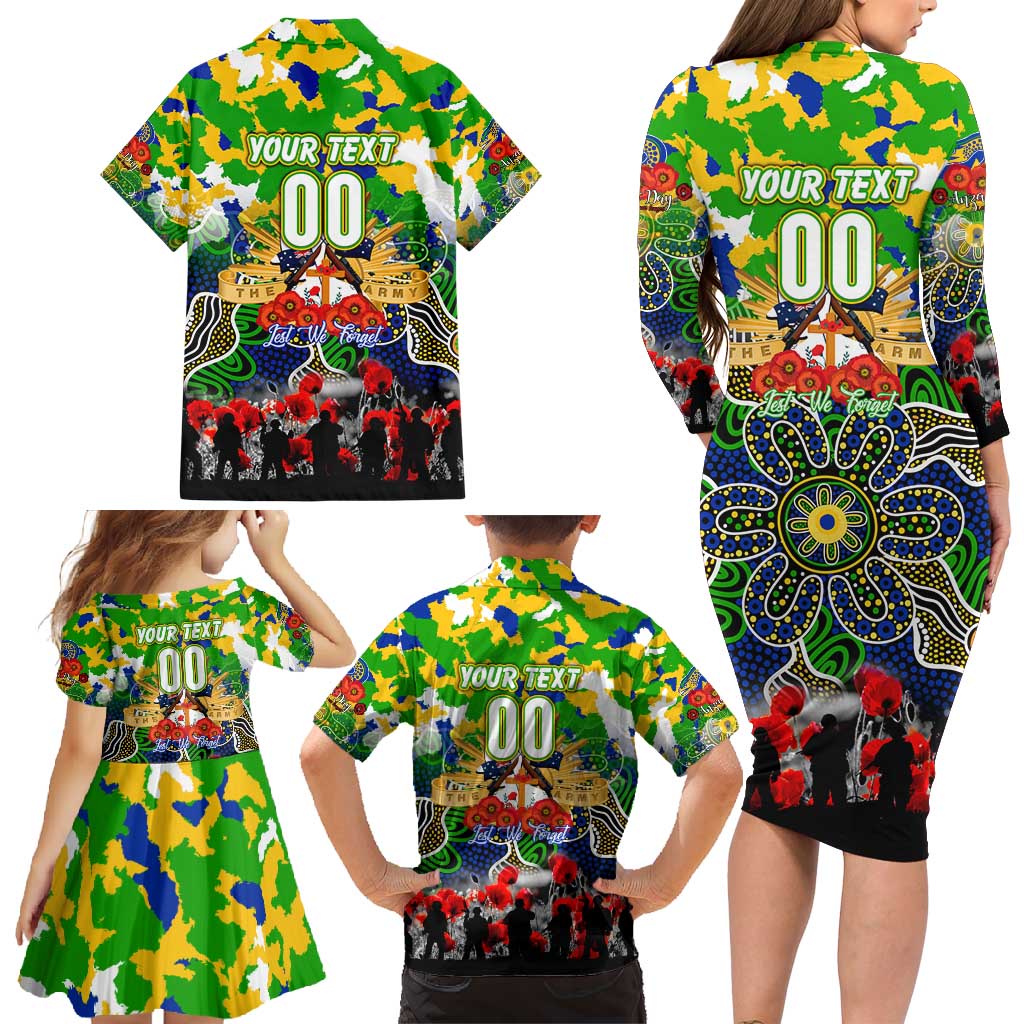Personalized Eels ANZAC Day Family Matching Long Sleeve Bodycon Dress and Hawaiian Shirt Australian Army - Lest We Forget