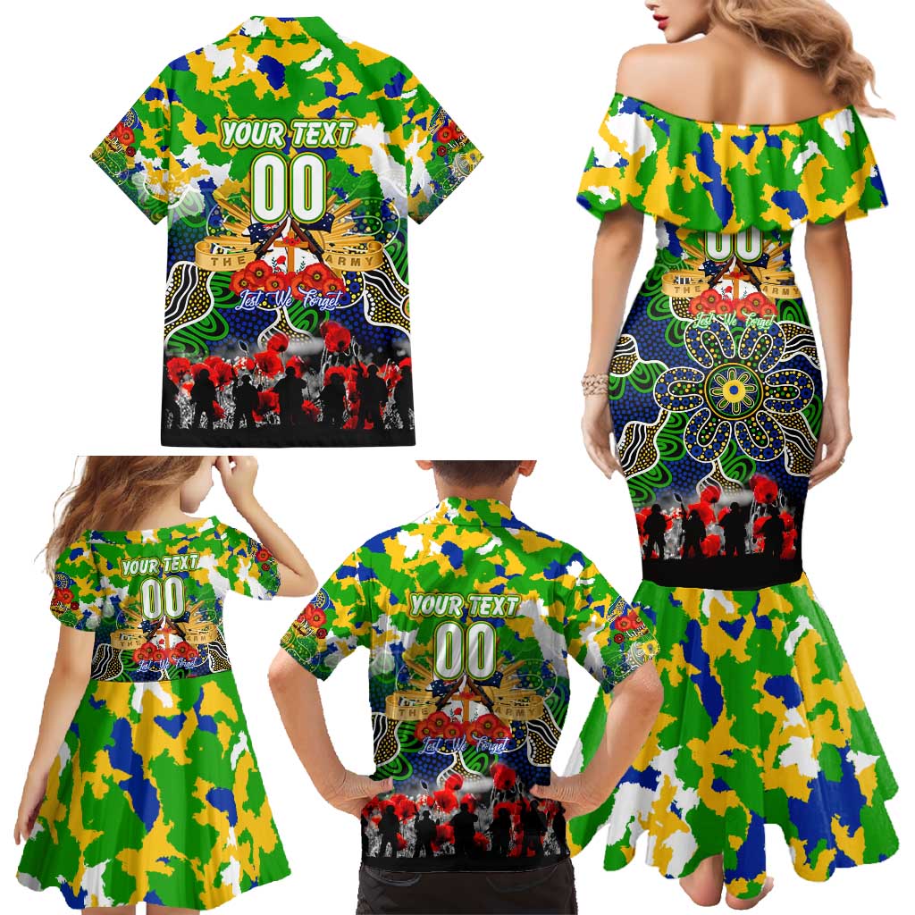 Personalized Eels ANZAC Day Family Matching Mermaid Dress and Hawaiian Shirt Australian Army - Lest We Forget