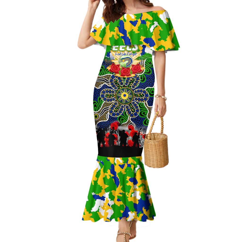 Personalized Eels ANZAC Day Family Matching Mermaid Dress and Hawaiian Shirt Australian Army - Lest We Forget