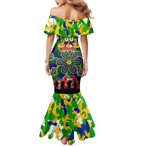 Personalized Eels ANZAC Day Family Matching Mermaid Dress and Hawaiian Shirt Australian Army - Lest We Forget