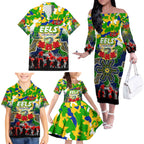 Personalized Eels ANZAC Day Family Matching Off The Shoulder Long Sleeve Dress and Hawaiian Shirt Australian Army - Lest We Forget