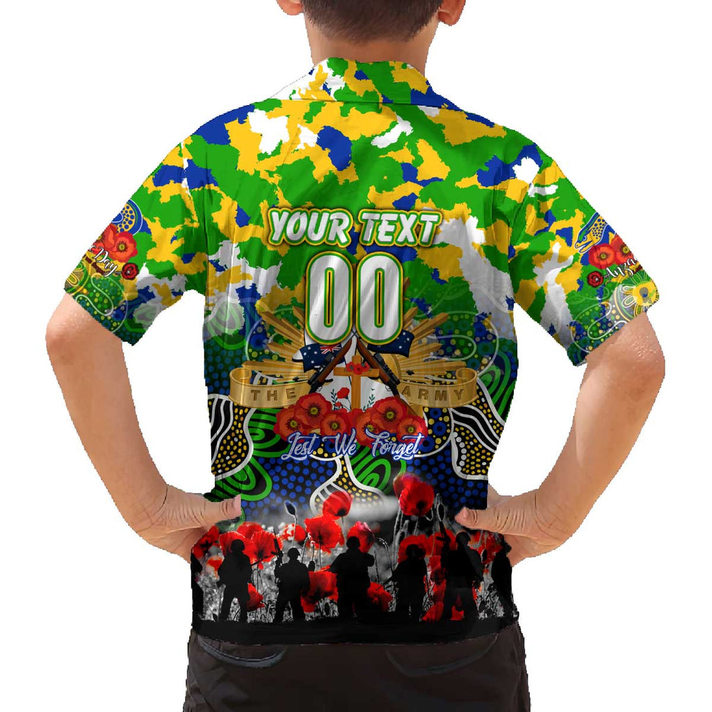 Personalized Eels ANZAC Day Family Matching Off The Shoulder Long Sleeve Dress and Hawaiian Shirt Australian Army - Lest We Forget