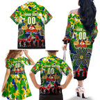 Personalized Eels ANZAC Day Family Matching Off The Shoulder Long Sleeve Dress and Hawaiian Shirt Australian Army - Lest We Forget