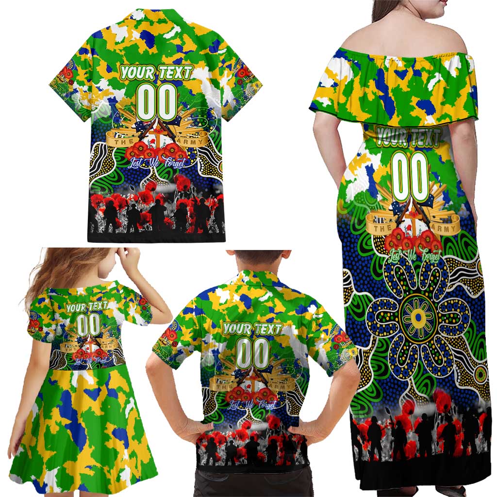 Personalized Eels ANZAC Day Family Matching Off Shoulder Maxi Dress and Hawaiian Shirt Australian Army - Lest We Forget