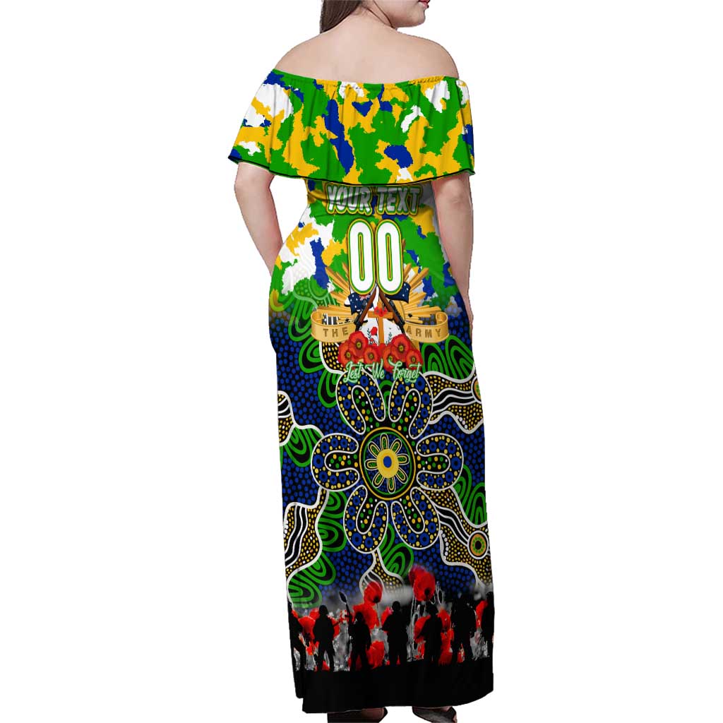 Personalized Eels ANZAC Day Family Matching Off Shoulder Maxi Dress and Hawaiian Shirt Australian Army - Lest We Forget