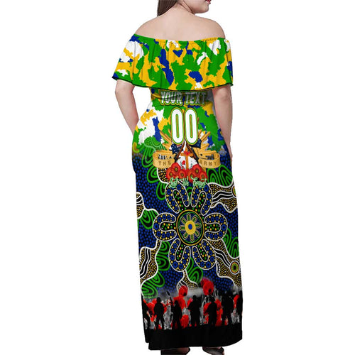 Personalized Eels ANZAC Day Family Matching Off Shoulder Maxi Dress and Hawaiian Shirt Australian Army - Lest We Forget