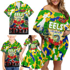 Personalized Eels ANZAC Day Family Matching Off Shoulder Short Dress and Hawaiian Shirt Australian Army - Lest We Forget