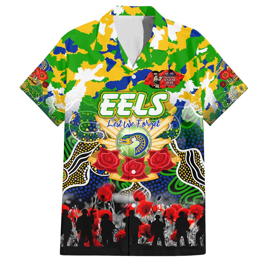 Personalized Eels ANZAC Day Family Matching Off Shoulder Short Dress and Hawaiian Shirt Australian Army - Lest We Forget