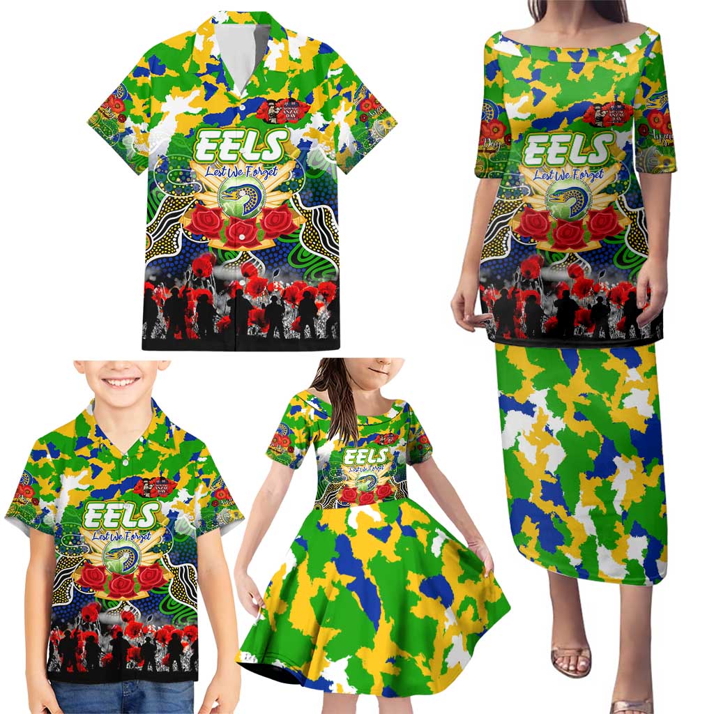 Personalized Eels ANZAC Day Family Matching Puletasi and Hawaiian Shirt Australian Army - Lest We Forget