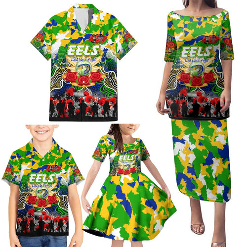 Personalized Eels ANZAC Day Family Matching Puletasi and Hawaiian Shirt Australian Army - Lest We Forget