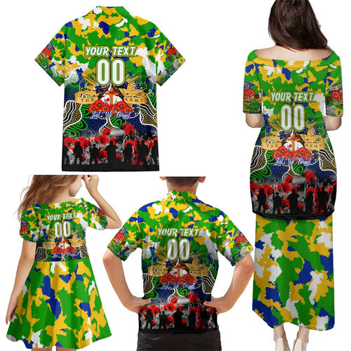Personalized Eels ANZAC Day Family Matching Puletasi and Hawaiian Shirt Australian Army - Lest We Forget