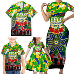 Personalized Eels ANZAC Day Family Matching Short Sleeve Bodycon Dress and Hawaiian Shirt Australian Army - Lest We Forget