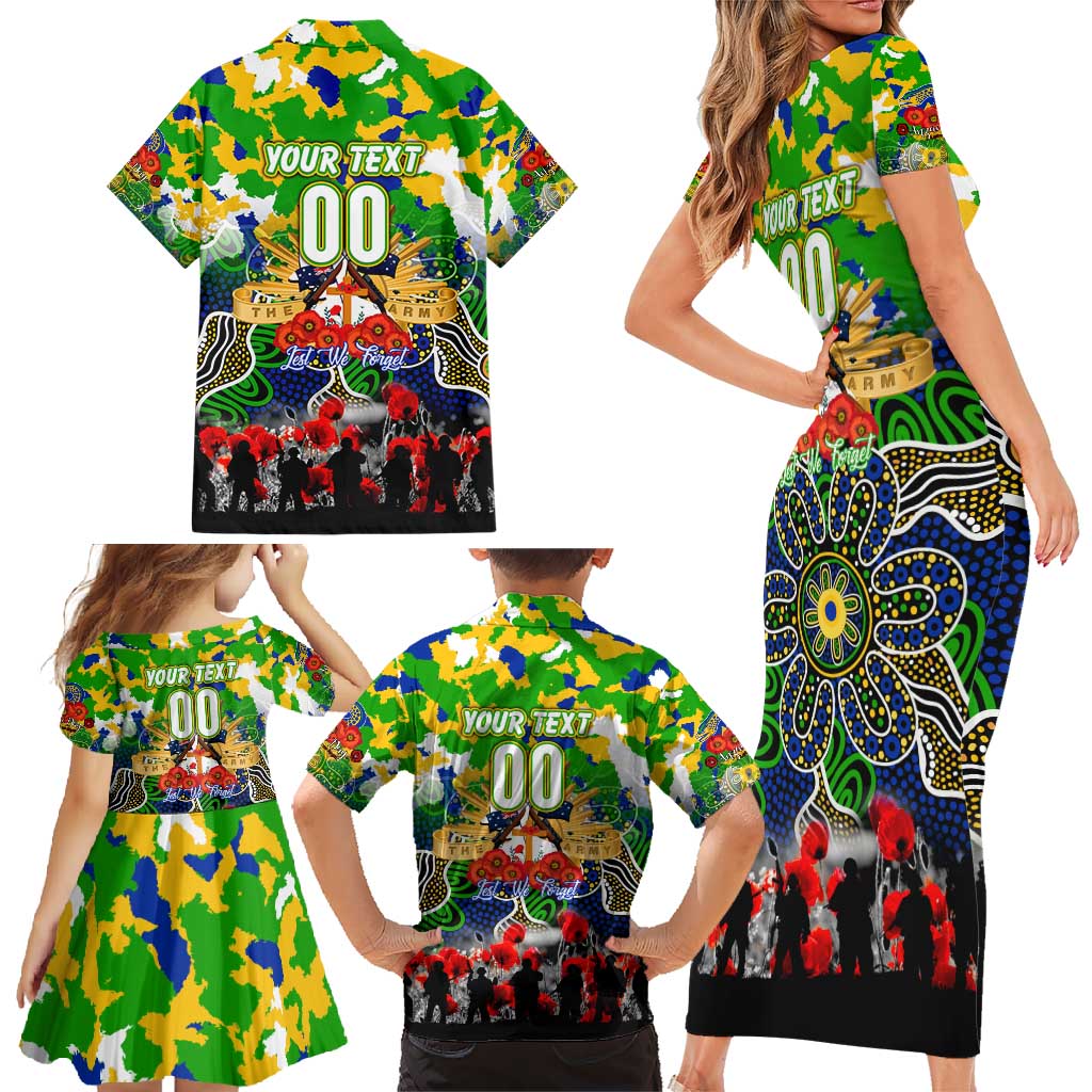 Personalized Eels ANZAC Day Family Matching Short Sleeve Bodycon Dress and Hawaiian Shirt Australian Army - Lest We Forget