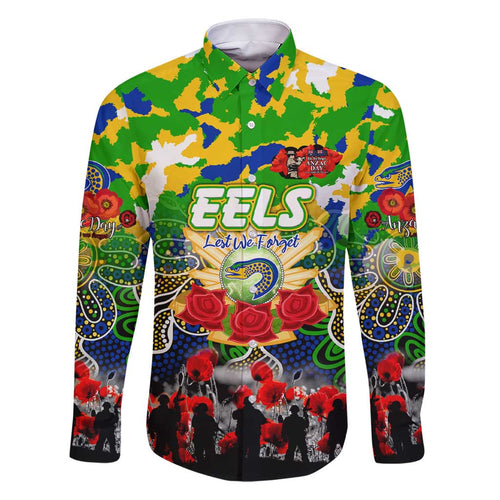 Personalized Eels ANZAC Day Family Matching Short Sleeve Bodycon Dress and Hawaiian Shirt Australian Army - Lest We Forget