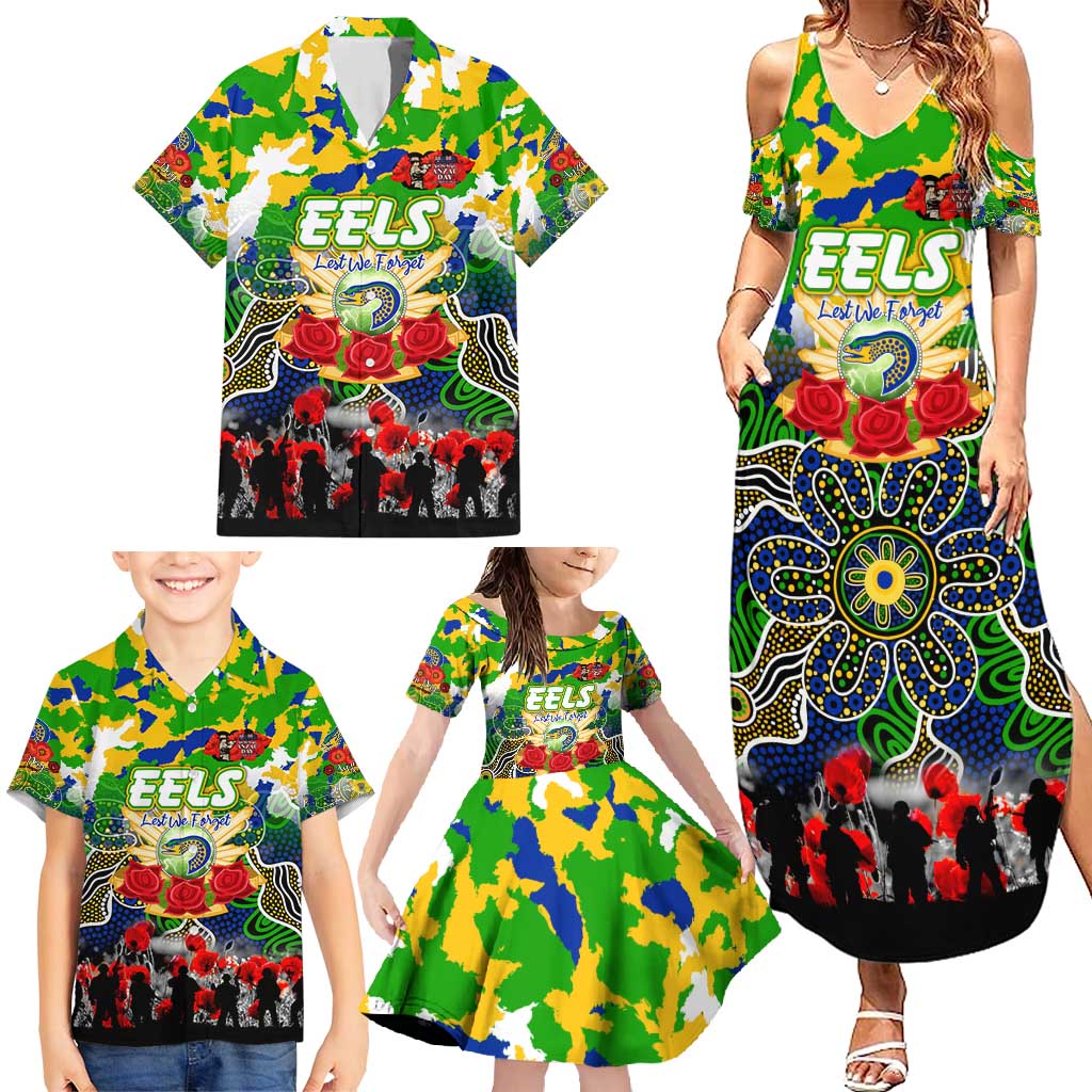 Personalized Eels ANZAC Day Family Matching Summer Maxi Dress and Hawaiian Shirt Australian Army - Lest We Forget