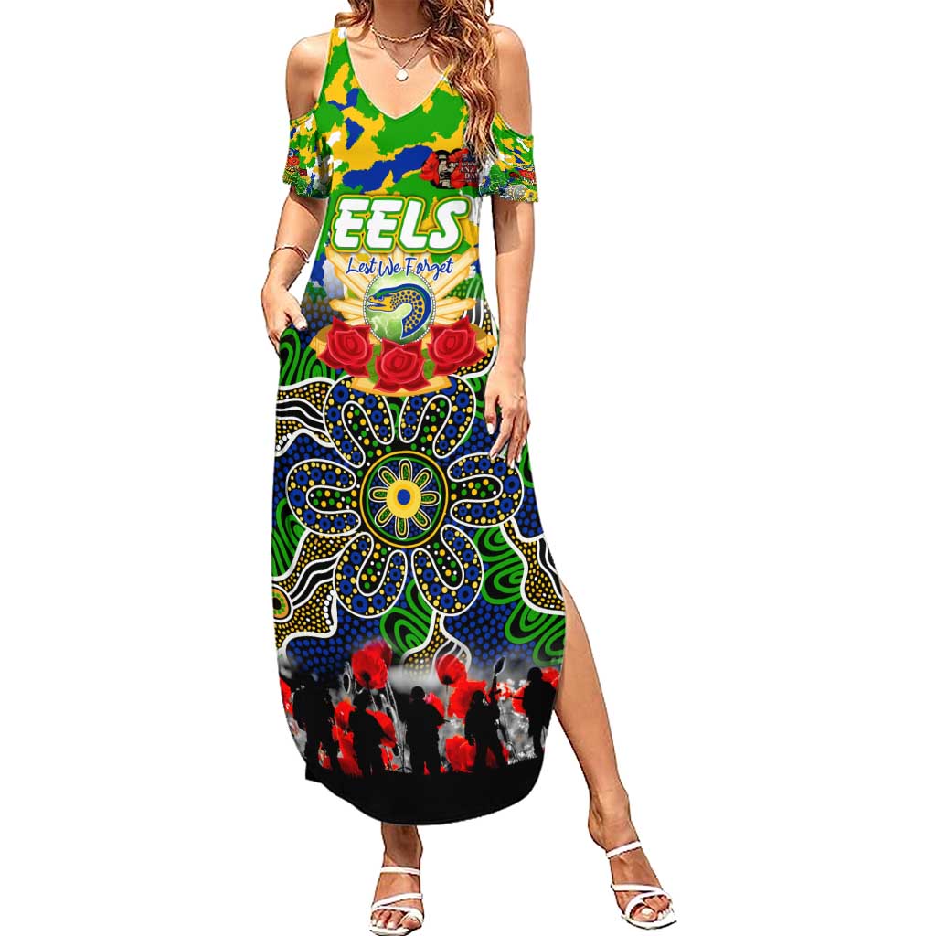Personalized Eels ANZAC Day Family Matching Summer Maxi Dress and Hawaiian Shirt Australian Army - Lest We Forget