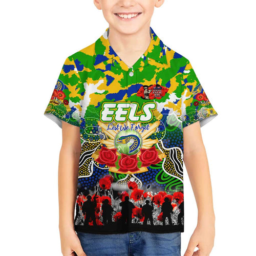 Personalized Eels ANZAC Day Family Matching Summer Maxi Dress and Hawaiian Shirt Australian Army - Lest We Forget