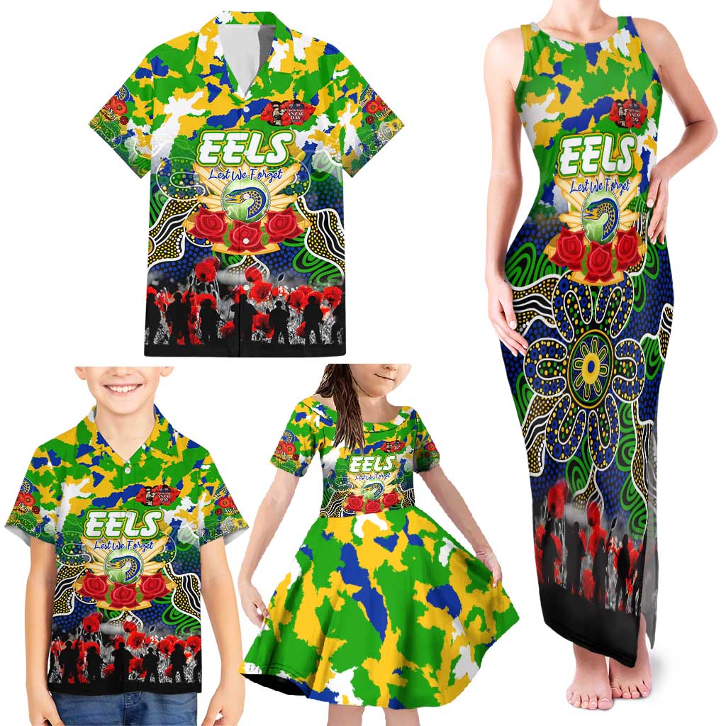 Personalized Eels ANZAC Day Family Matching Tank Maxi Dress and Hawaiian Shirt Australian Army - Lest We Forget