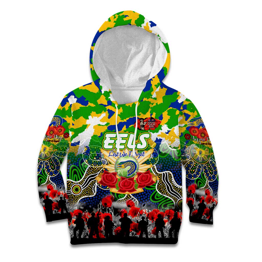 Personalized Eels ANZAC Day Kid Hoodie Australian Army - Lest We Forget
