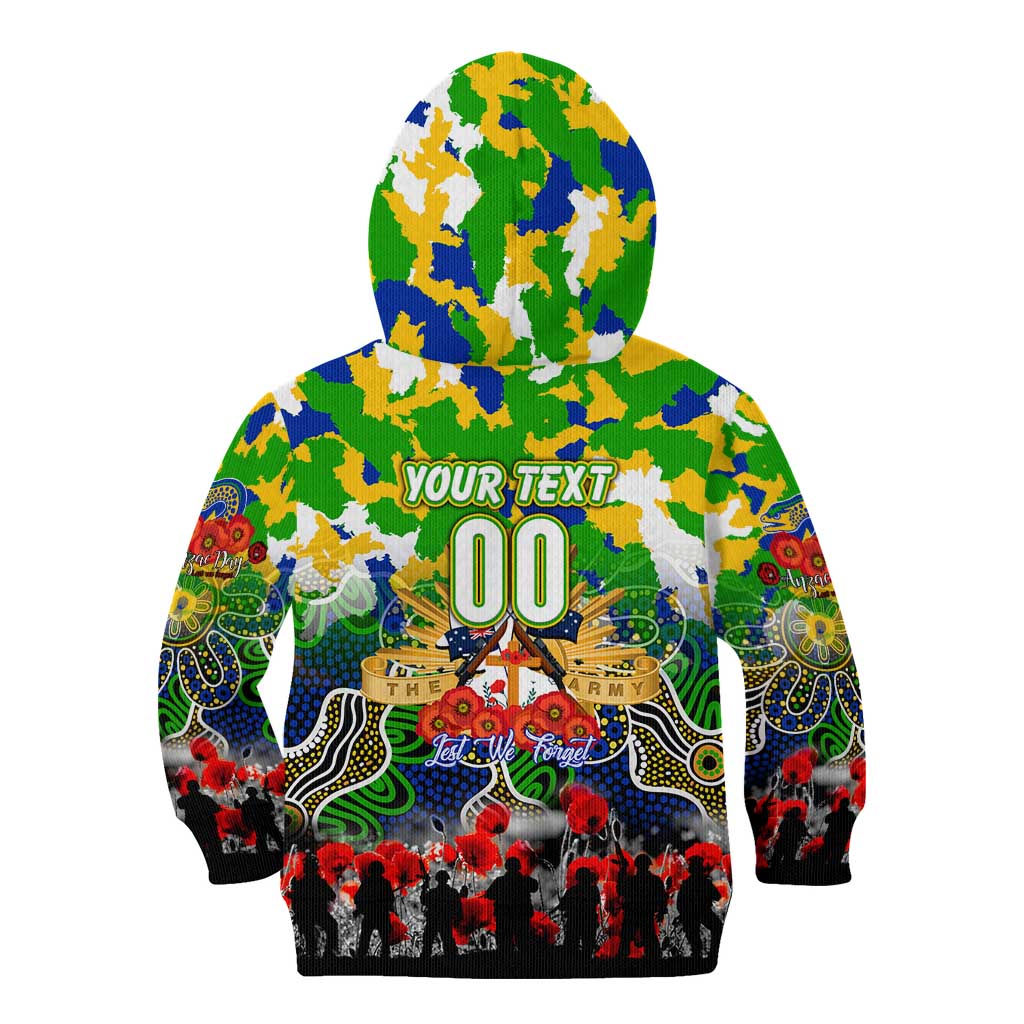 Personalized Eels ANZAC Day Kid Hoodie Australian Army - Lest We Forget
