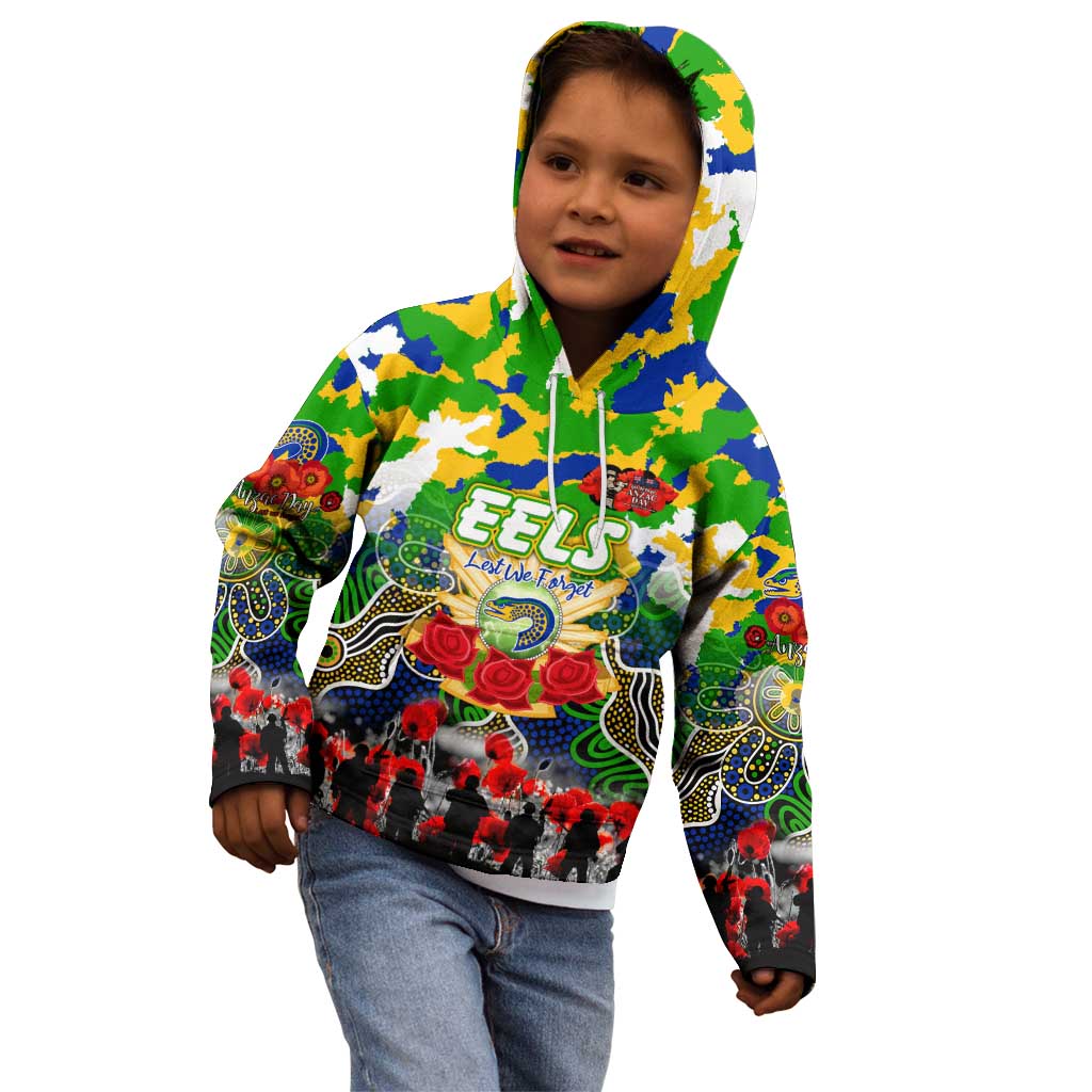 Personalized Eels ANZAC Day Kid Hoodie Australian Army - Lest We Forget