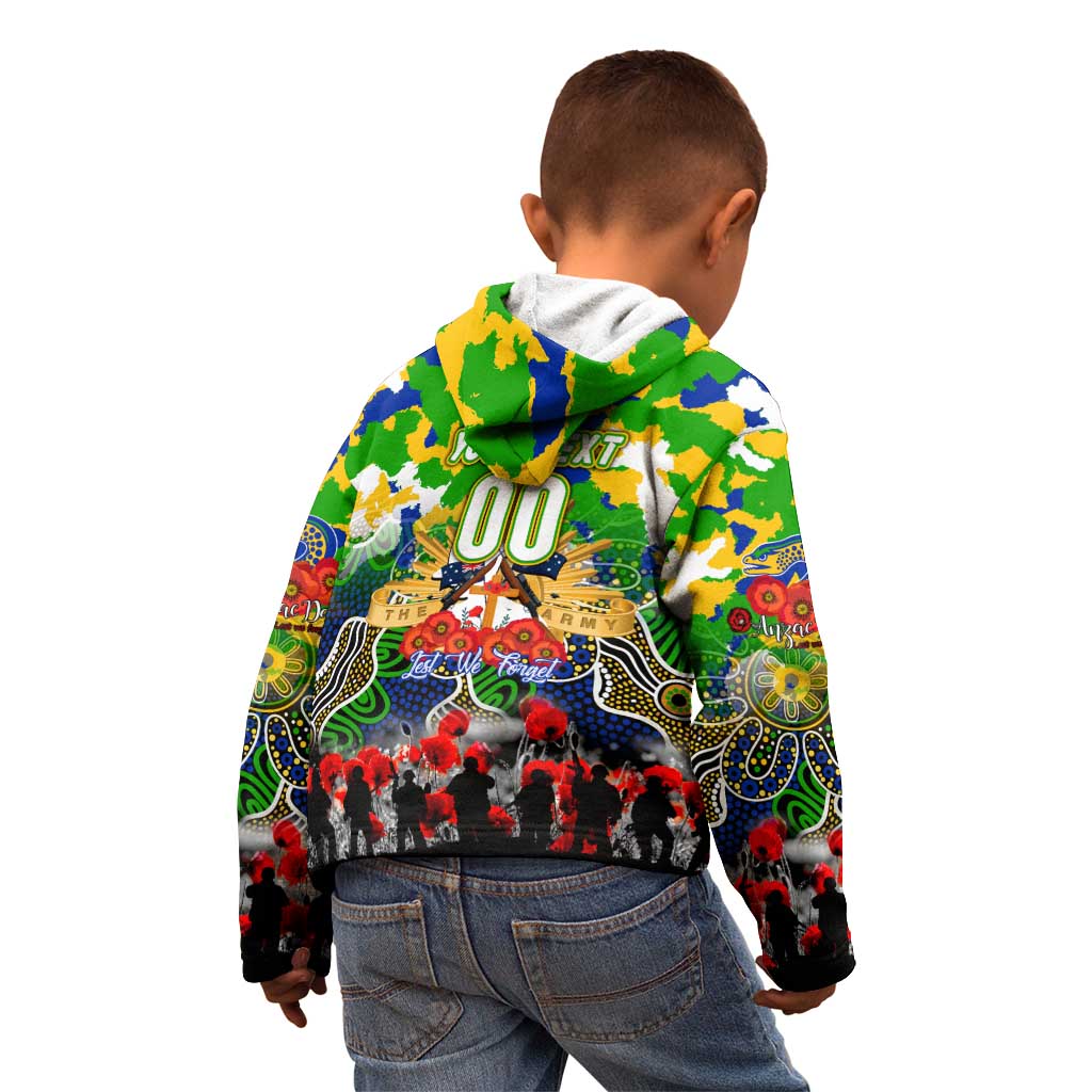 Personalized Eels ANZAC Day Kid Hoodie Australian Army - Lest We Forget