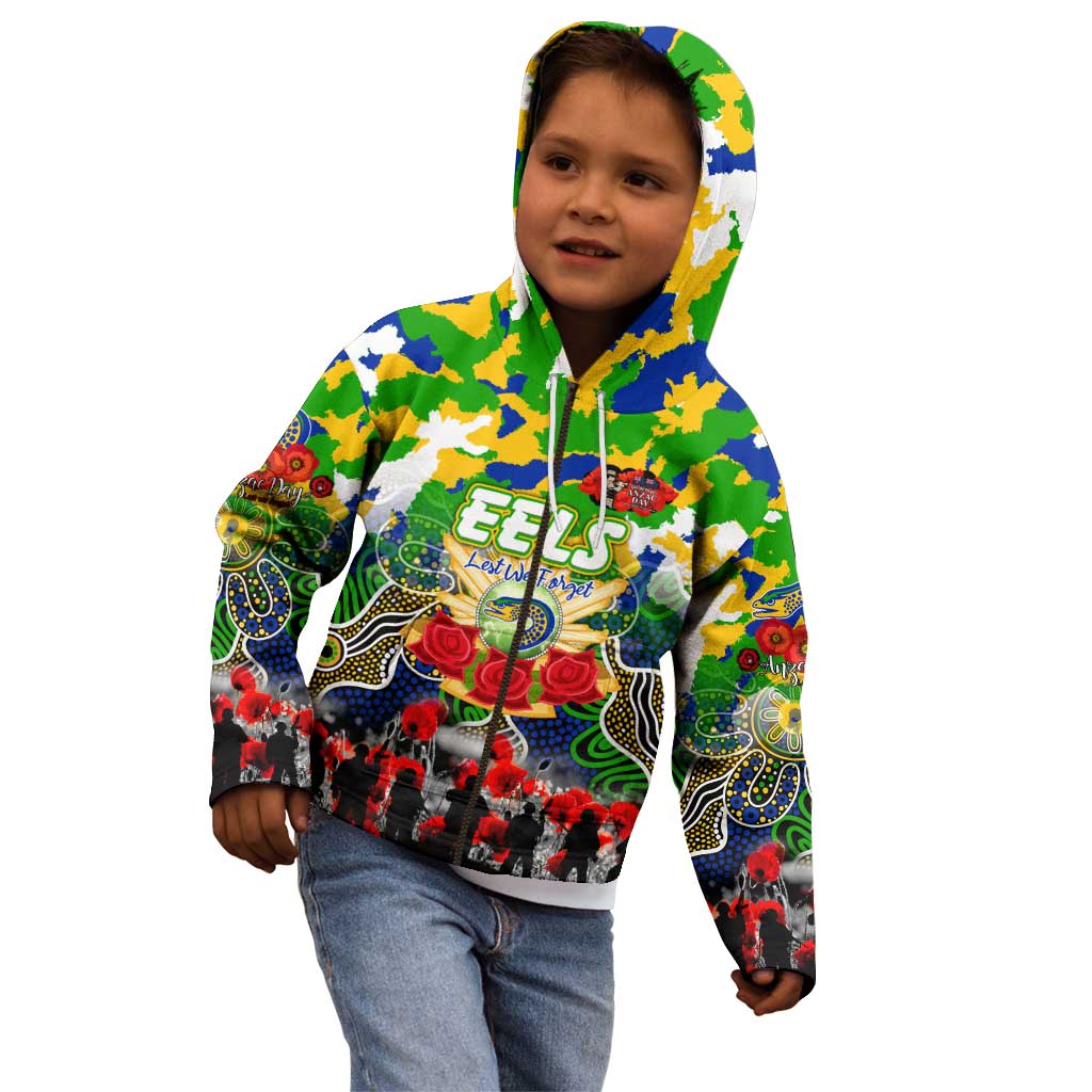 Personalized Eels ANZAC Day Kid Hoodie Australian Army - Lest We Forget