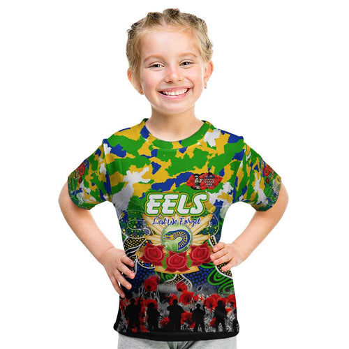 Personalized Eels ANZAC Day Kid T Shirt Australian Army - Lest We Forget