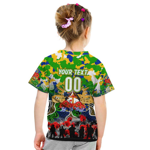 Personalized Eels ANZAC Day Kid T Shirt Australian Army - Lest We Forget
