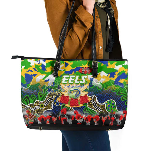 Eels ANZAC Day Leather Tote Bag Australian Army - Lest We Forget