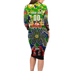 Personalized Eels ANZAC Day Long Sleeve Bodycon Dress Australian Army - Lest We Forget